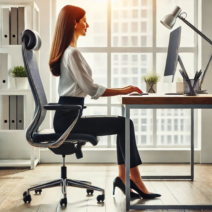 Neutral seated posture diagram for general desk awareness